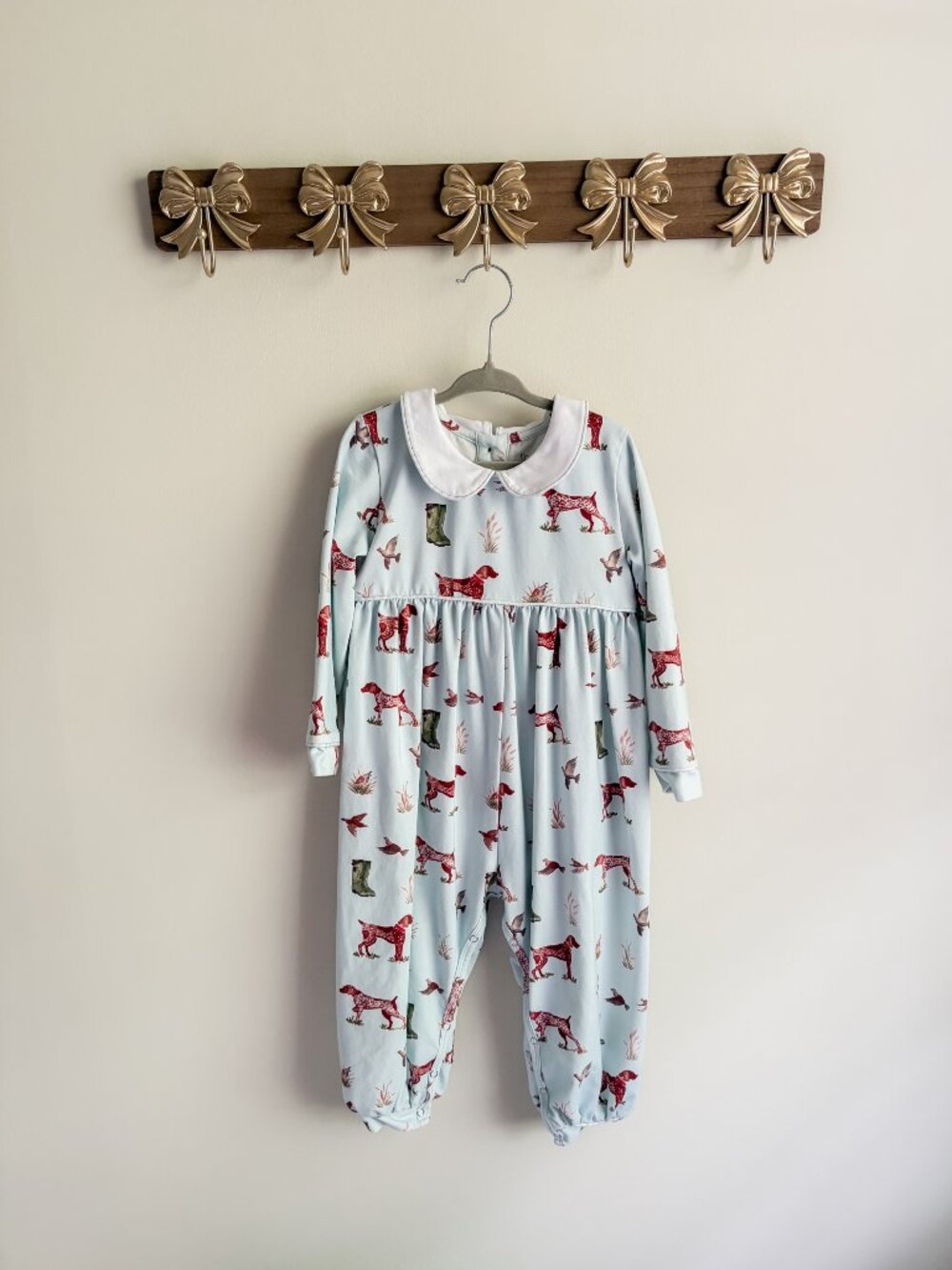 Shrimp and Grits Boys 3T Dog and Duck Romper with Collar